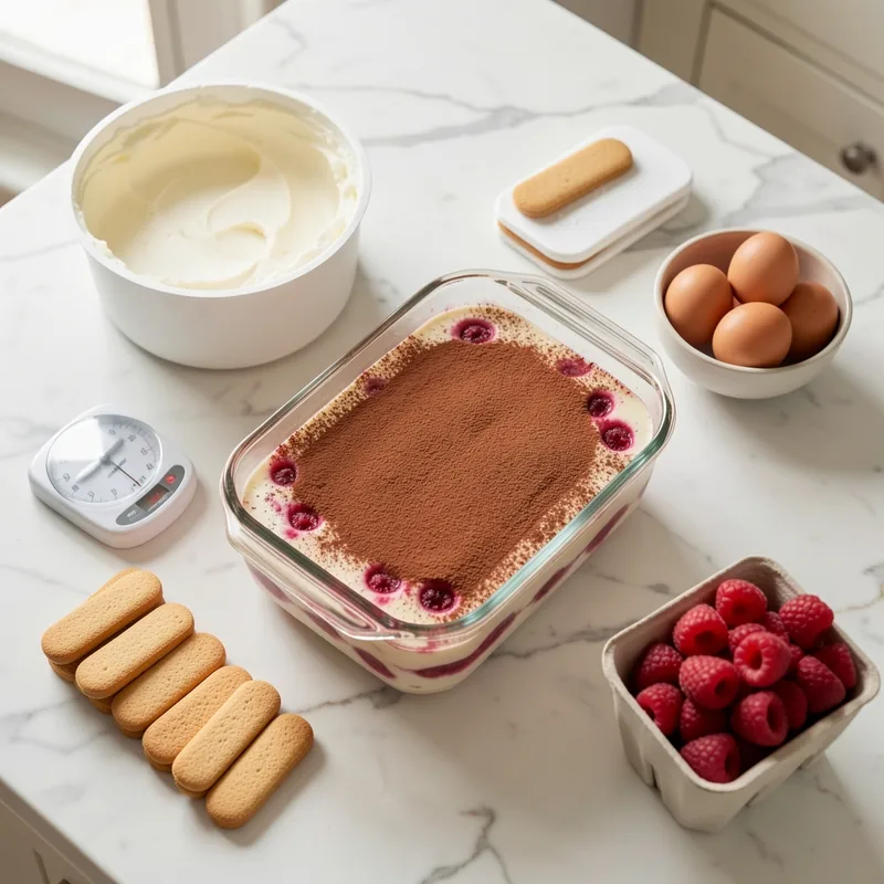 Tiramisu aux framboises : quantités et planning